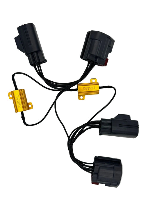Car wiring harness with connectors on a white background